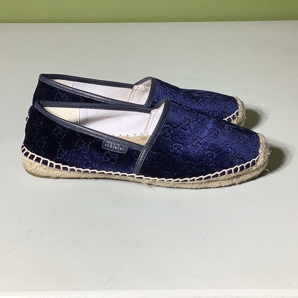 Gucci Navy velvet espadrilles, size 41 - Picture 2 of 8